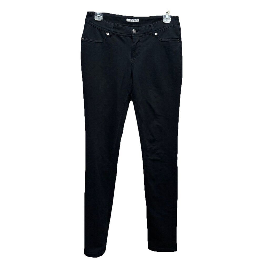 Black Slim Straight Pants Low‎ Rise Button Zip Pocket Size 28x32.5 Rhinestones